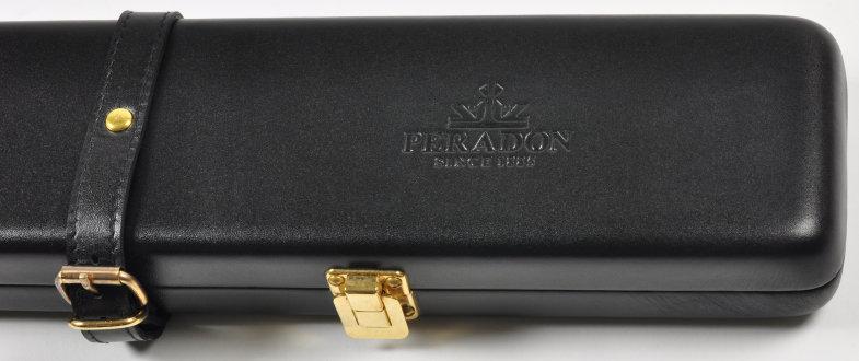 Peradon black two-piece leather case (close-up, closed)